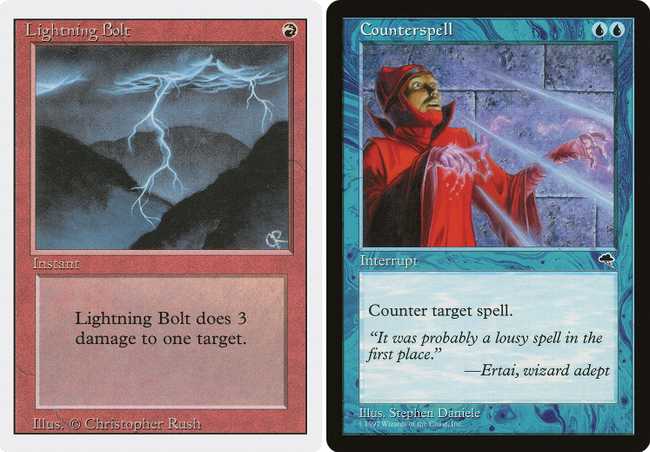 Classic cards: Lightning Bolt and Counterspell